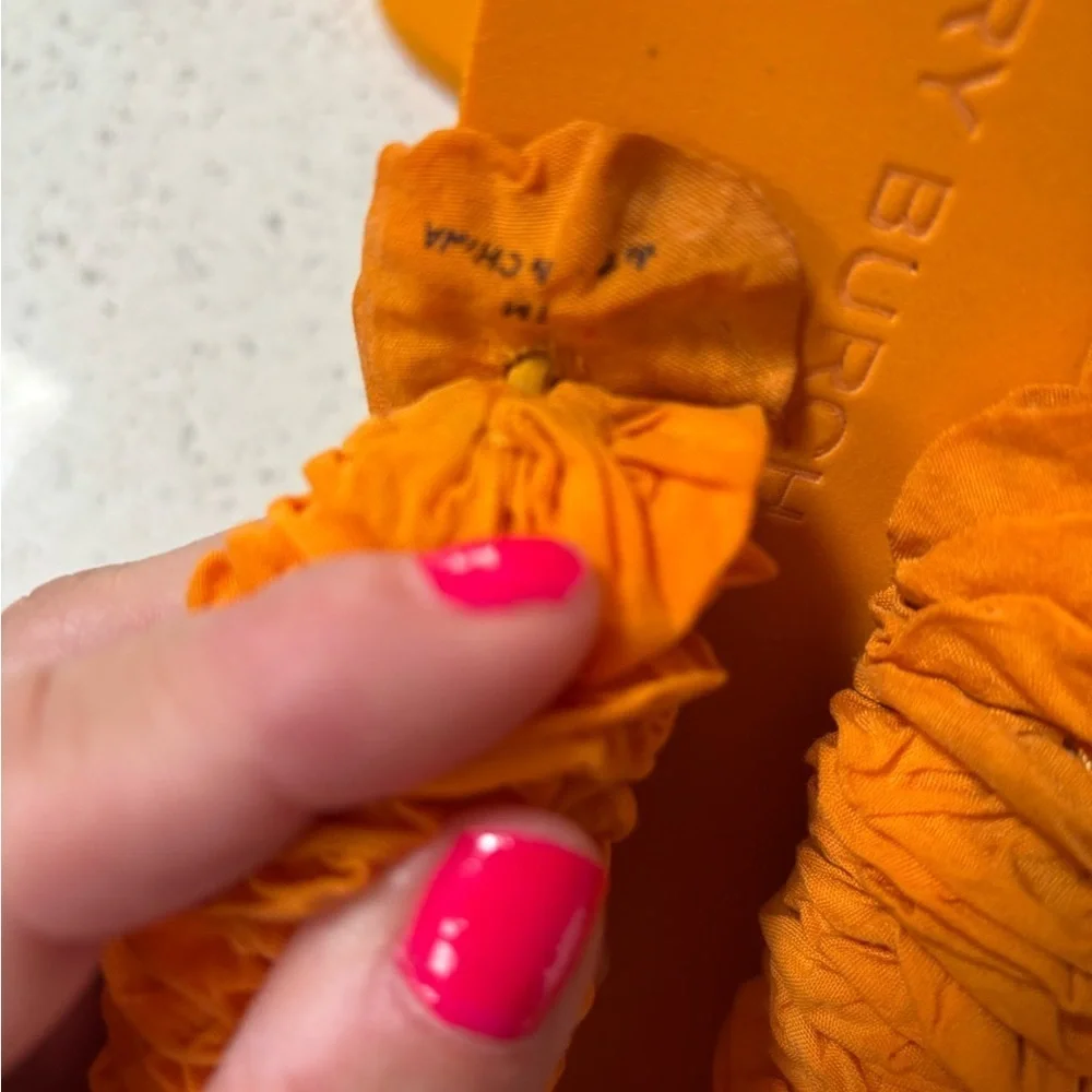 Tory Burch Orange Fringe Slide Sandals
